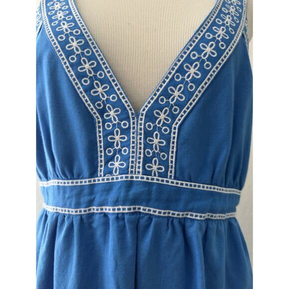 J.Crew Goddess Maxi Dress Eyelet Trim Linen Blend Lined Summer Beach Sz Med - Picture 6 of 16